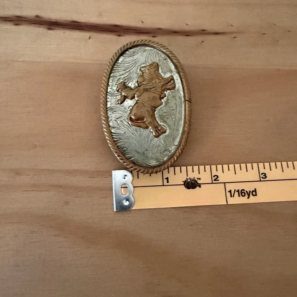 Vintage Cowboy Belt Buckle German Silver Rodeo Roper‎ Country Western Americana